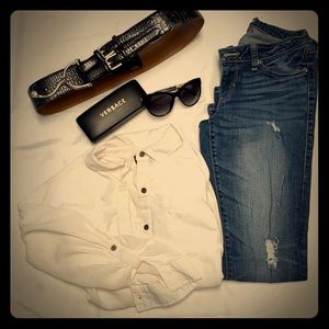 White loose fitting rayon top